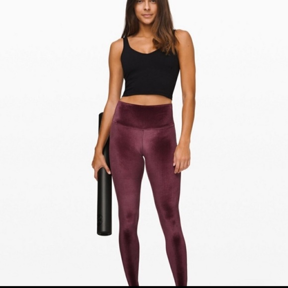 🆕 Lululemon 12 Velvet Wunder Lounge Tights High Rise Garnet Red NWT 28” length - Picture 6 of 13